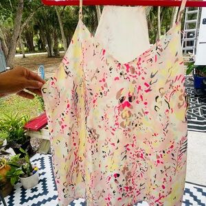 Source Unknown Pink Multicolor Abstract Print Cami Top